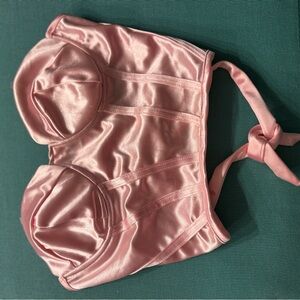 Pink Satin Bustier Top